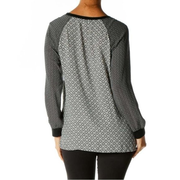 Loft Top M Mix Mosaic Raglan Top Black & Whites - Picture 3 of 9